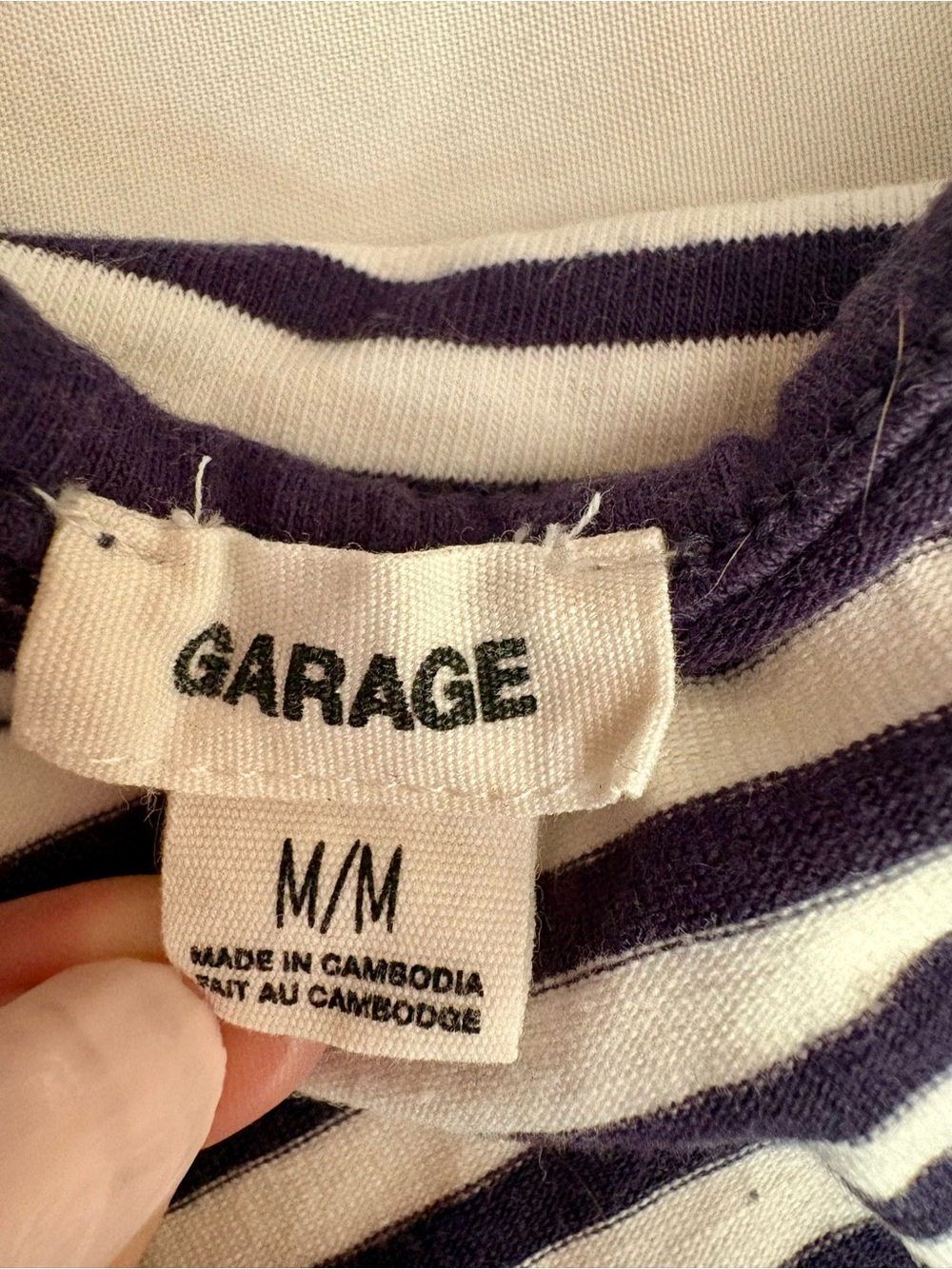 Garage Navy Blue and White Striped High-Neck Crop Cami Top Size M - Picture 4 of 5